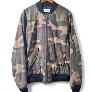 Brand New Coach Men's Camouflage Bomber Jacket With Leather Accents Size XL